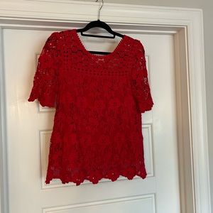 Anthropologie red floral shirt